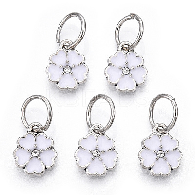 Enamel Style Flower Alloy Rhinestone Charms ENAM-S085-08-1