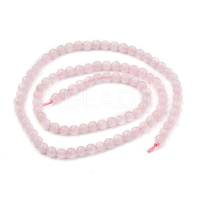 Natural Rose Quartz Round Beads Strands X-G-P072-05-4mm-1
