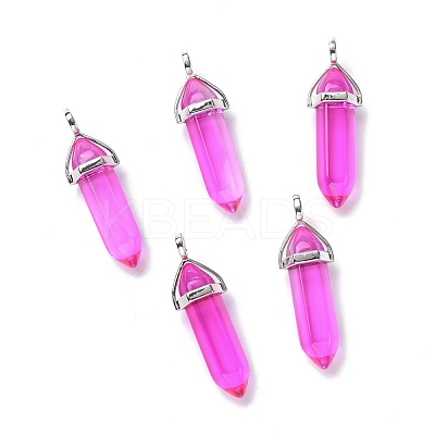 Faceted Bullet Glass Pointed Pendants KK-E282-01P-01-1