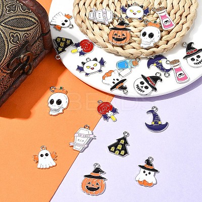 26Pcs 13 Styles Halloween Theme Alloy Enamel Pendants ENAM-FS0002-08-1