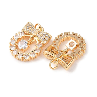 Brass Micro Pave Clear Cubic Zirconia Pendants KK-Z142-06G-1