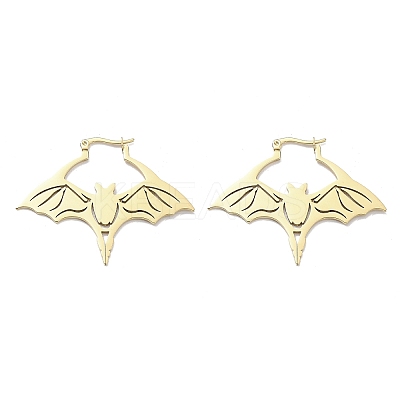 304 Stainless Steel Bat Hoop Earrings for Women LS-EJEW-R156-07G-1