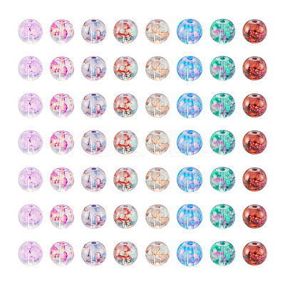 240Pcs 8 Colors Transparent Baking Paint Glass Beads GLAA-TA0001-18-1