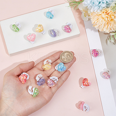 16Pcs 8 Colors Heart Resin Shoes Shoe Buckle Clips HJEW-HY00092-1