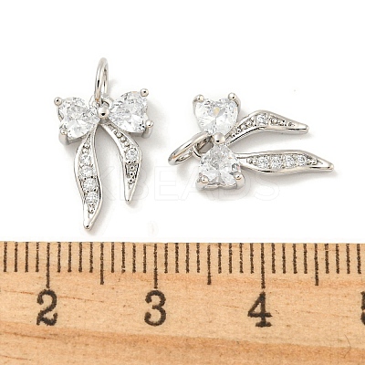 Rack Plating Brass Micro Pave Clear Cubic Zirconia Pendants KK-B093-01F-P-1