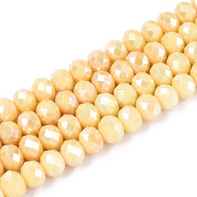 Anti-Tarnish Electroplate Rondelle Glass Beads Strands EGLA-T021-8mm-17-06-1