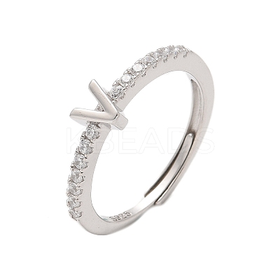 S925 Sterling Silver Adjustable Letter Rings for Women RJEW-M068-01P-V-1