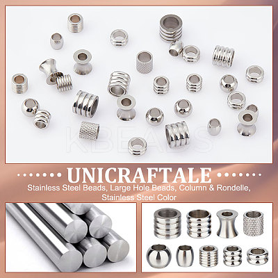 54Pcs 9 Style 201 & 304 Stainless Steel Beads STAS-UN0048-89-1