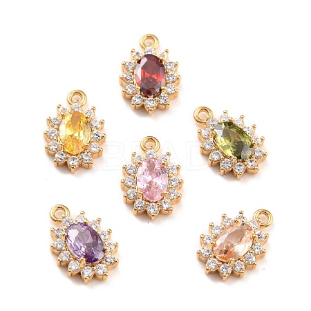 Real 18K Gold Plated Brass Micro Pave Cubic Zirconia Charms ZIRC-Z023-04-NR-1