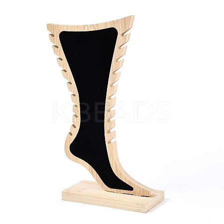 Foot Shaped Bamboo Anklet Storage Jewelry Rack ODIS-G018-01B-01-1