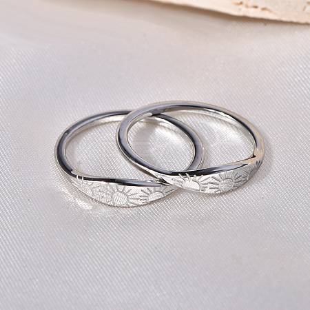 Sun Pattern 304 Stainless Steel Finger Rings FS-WG90263-12-1