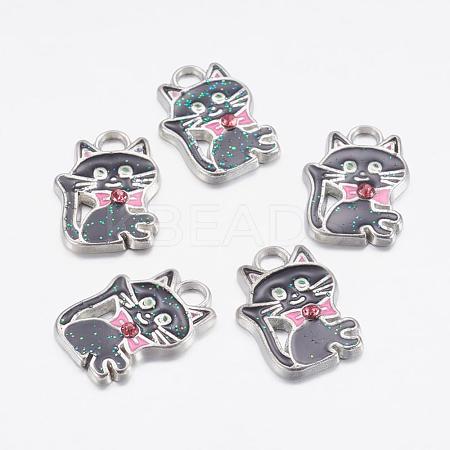 Alloy Enamel Kitten Pendants ENAM-P026-1-1