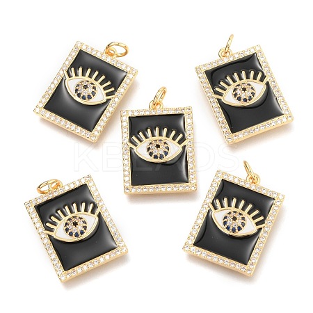 Brass Micro Pave Clear Cubic Zirconia Pendants ZIRC-B0004-08G-A-1