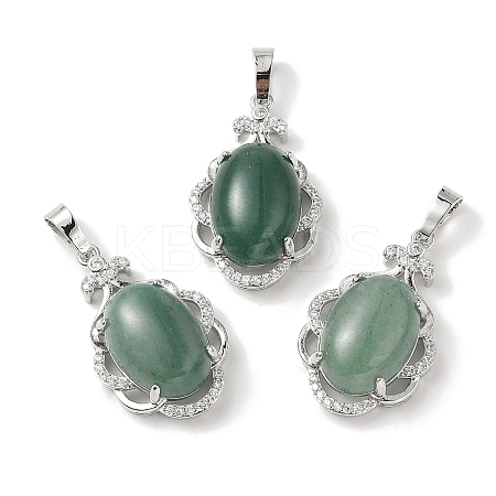 Natural Green Aventurine Oval Pendants G-NH0025-15P-29-1