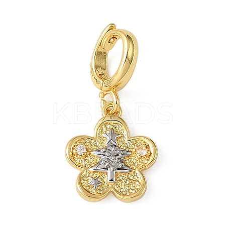 Christmas Brass Rhinestone Flower Pendant Decorations KK-H498-01G-10-1