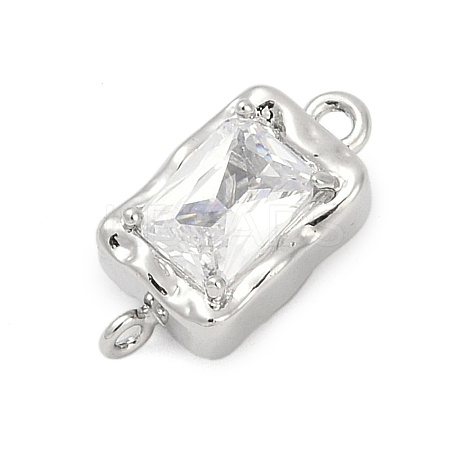 Brass Micro Pave Clear Cubic Zirconia Box Clasps KK-P291-40P-1