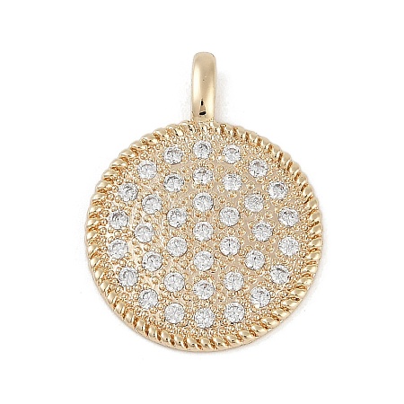 Brass Micro Pave Clear Cubic Zirconia Pendants KK-Z075-12G-1