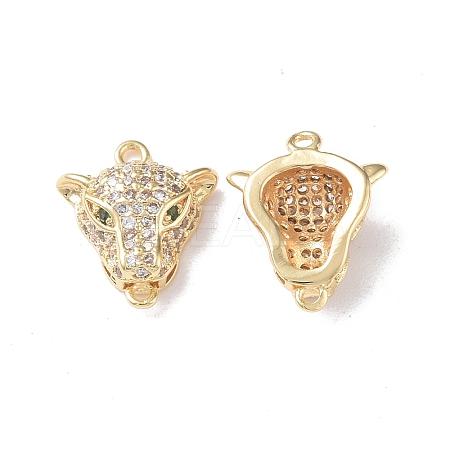 Brass Micro Pave Clear Cubic Zirconia Connector Charms KK-I702-08G-1