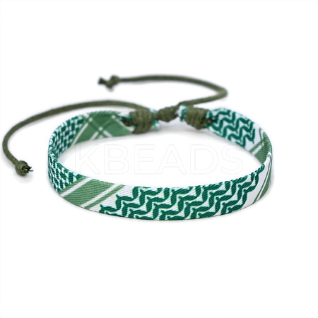 Arab Scarf Style Cloth with Wax Cord Braided Bracelets FS-WG12D4A-03-1