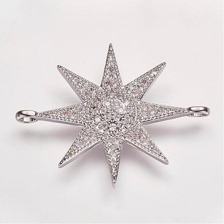 Brass Micro Pave Cubic Zirconia Links ZIRC-P049-17P-1