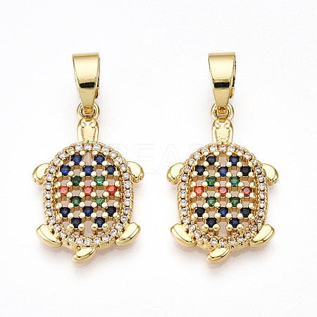 Brass Micro Pave Cubic Zirconia Pendants KK-N257-02G-1