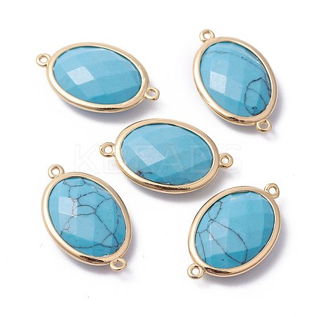 Golden Tone Brass Synthetic Turquoise Links connectors G-F339-A04-1