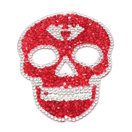 Skull Rhinestone Patches DIY-WH0199-35F-1