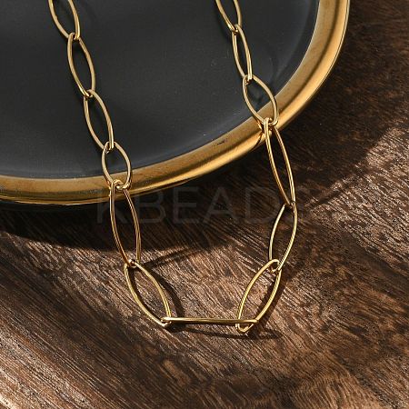 Ion Plating(IP) 304 Stainless Steel Paperclip Chain Necklace for Men Women NJEW-P272-02G-1