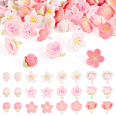 48Pcs Resin Flower & Iron Push Pins Set AJEW-TAC00050-1
