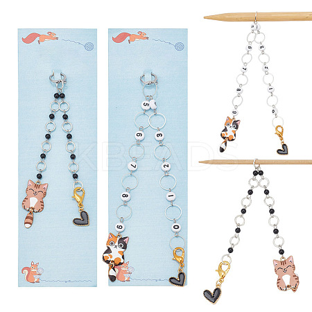Acrylic Beaded Knitting Row Counter Chains HJEW-NB00177-1