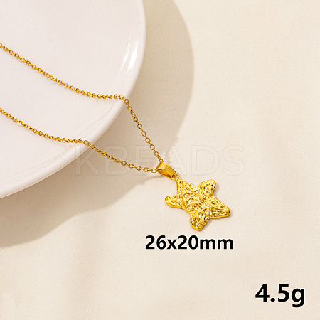304 Stainless Steel Starfish Pendant Necklaces for Women MD4467-10-1