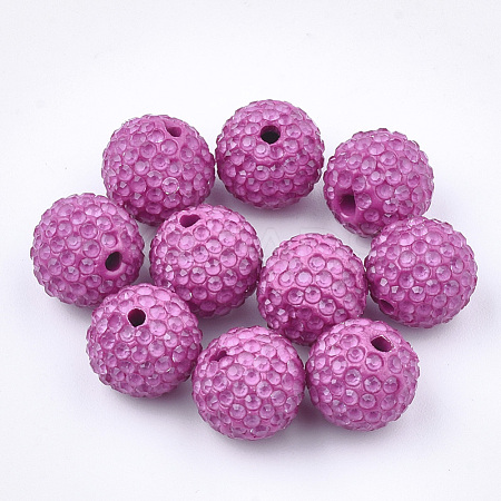 Handmade Polymer Clay Rhinestone Beads CLAY-T014-14mm-06-1