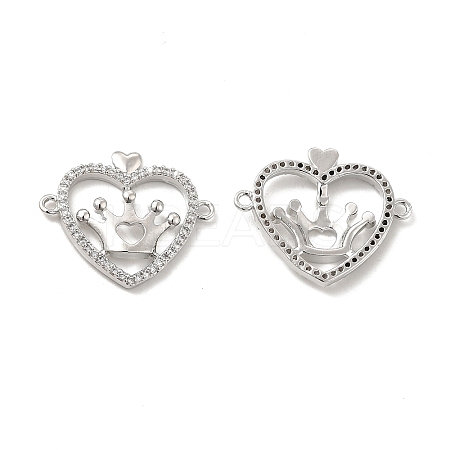Brass Micro Pave Clear Cubic Zirconia Connector Charms KK-E068-VB044-1