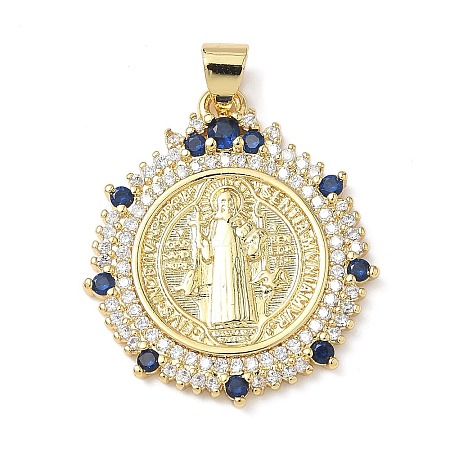 Brass Micro Pave Cubic Zirconia Pendants KK-Q068-33A-G-1