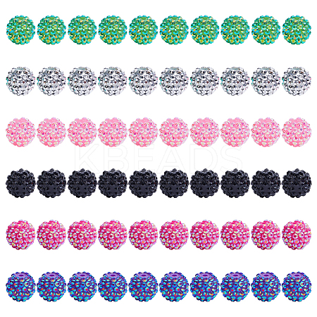 AHADERMAKERS 60pcs 6 colors Resin Rhinestone Beads RESI-GA0001-26-1