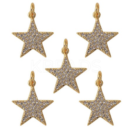 5Pcs Brass Micro Pave Clear Cubic Zirconia Charms ZIRC-SZ0002-64-1