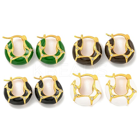 Rack Plating Brass Micro Pave Clear Cubic Zirconia Hoop Earring EJEW-C102-42G-1