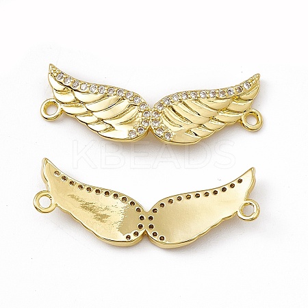 Brass Micro Pave Clear Cubic Zirconia Connector Charms KK-E068-VC078-1