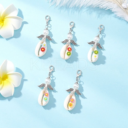 ABS Plastic Imitation Pearl Pendant Docorations HJEW-JM03694-01-1