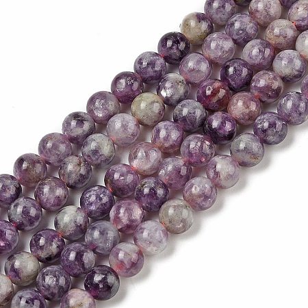 Natural Lepidolite/Purple Mica Stone Beads Strands G-B133-A01-8MM-1