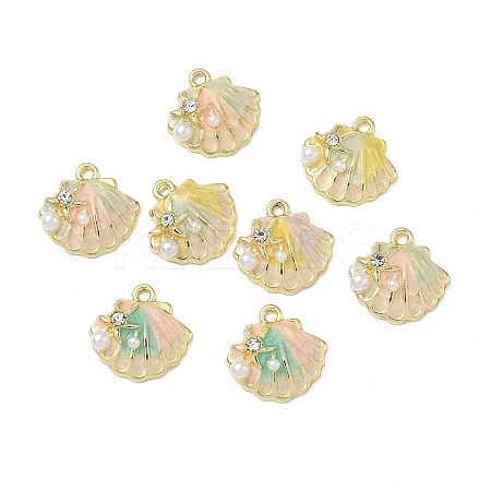 Alloy Enamel & Plastic Pearl & Crystal Rhinestone Pendants ENAM-G232-03G-1
