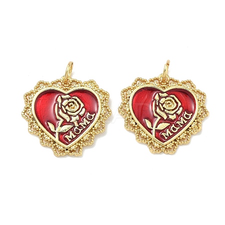 Mother's Day Brass Enamel Pendants KK-G555-15G-01-1