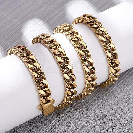 7MM 304 Stainless Steel Cuban Link Chain Necklaces for Unisex NJEW-K295-01A-G-1