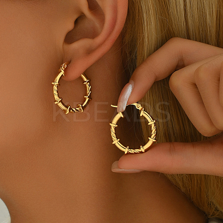 201 Stainless Steel Vine Pattern Hoop Earrings for Women EX3433-1