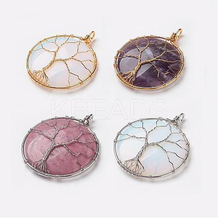 Brass Natural & Synthetic Mixed Stone Big Pendants G-E030-B-1