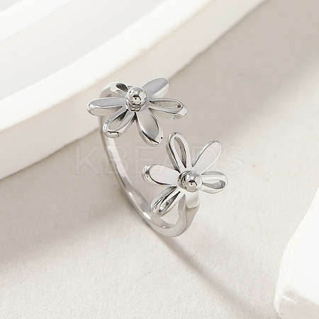 304 Stainless Steel Open Cuff Rings for Women FS-WG642B9-03-1