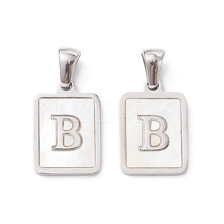 304 Stainless Steel Pave Shell Pendants STAS-G327-01P-B-1