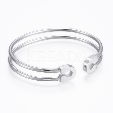 Tarnish Resistant Trendy 304 Stainless Steel Torque Cuff Bangles BJEW-H703-17P-1