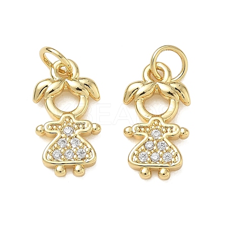 Brass Micro Pave Clear Cubic Zirconia Pendants CU-CBA9AFC-01G-34-1