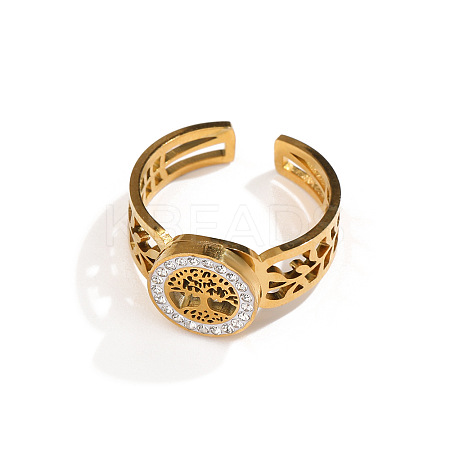 304 Stainless Steel with Crystal Rhinestone Cuff Rings FS-WG1CD73-05-1
